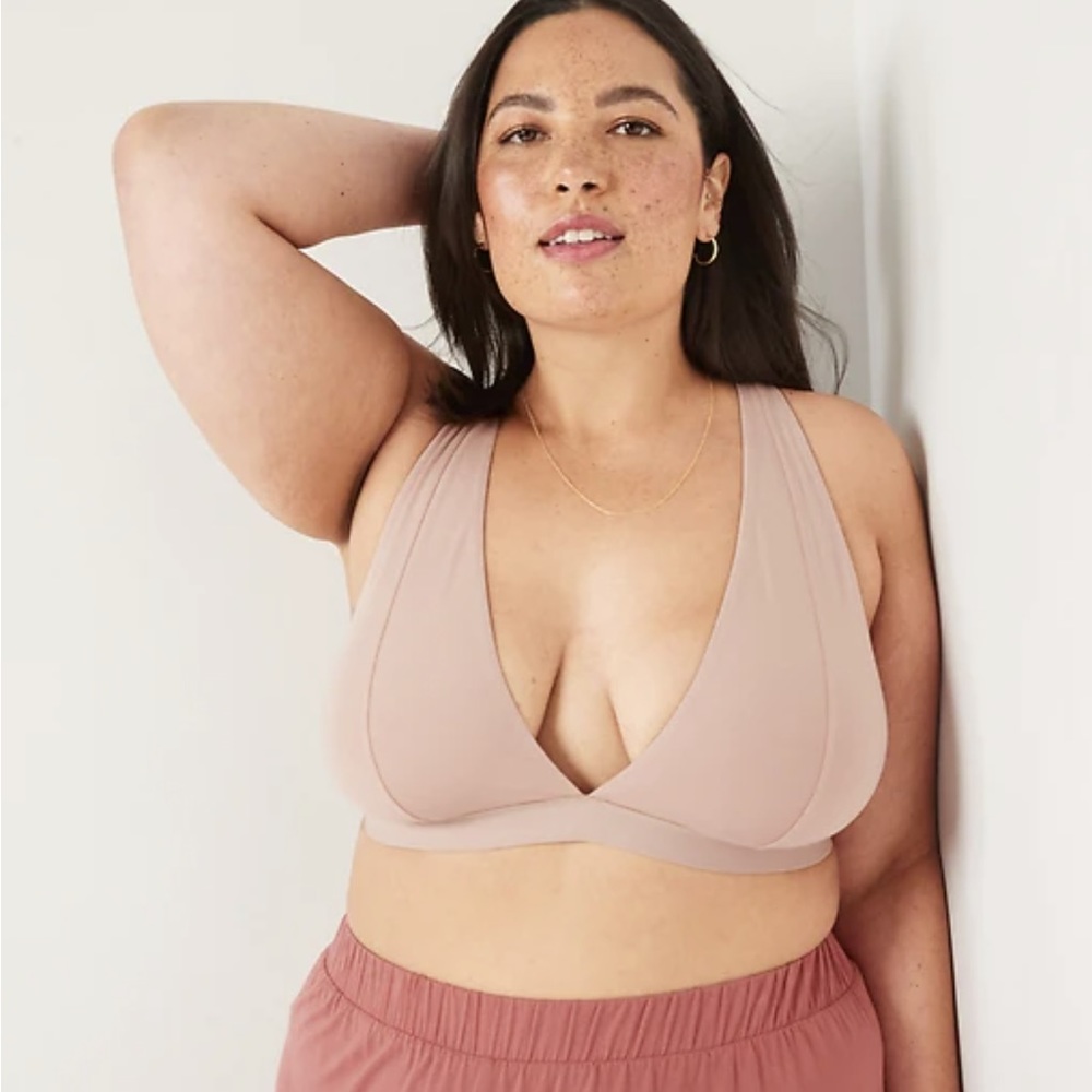 New With Tags! Supima® Cotton-Blend Plunge Bralette Top | 4x, Coastal Plain